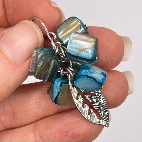 Dangly Beaded Earrings with Metal Feather Accent - Picture 3 of 7